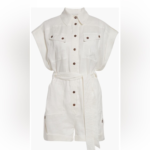 Zimmermann Rhiannon Cuffed Linen Playsuit